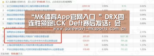 “MK体育App官网入口 ”DRX四连胜领跑LCK Deft赛后发话:会好好准备对阵T1(图1) MK体育